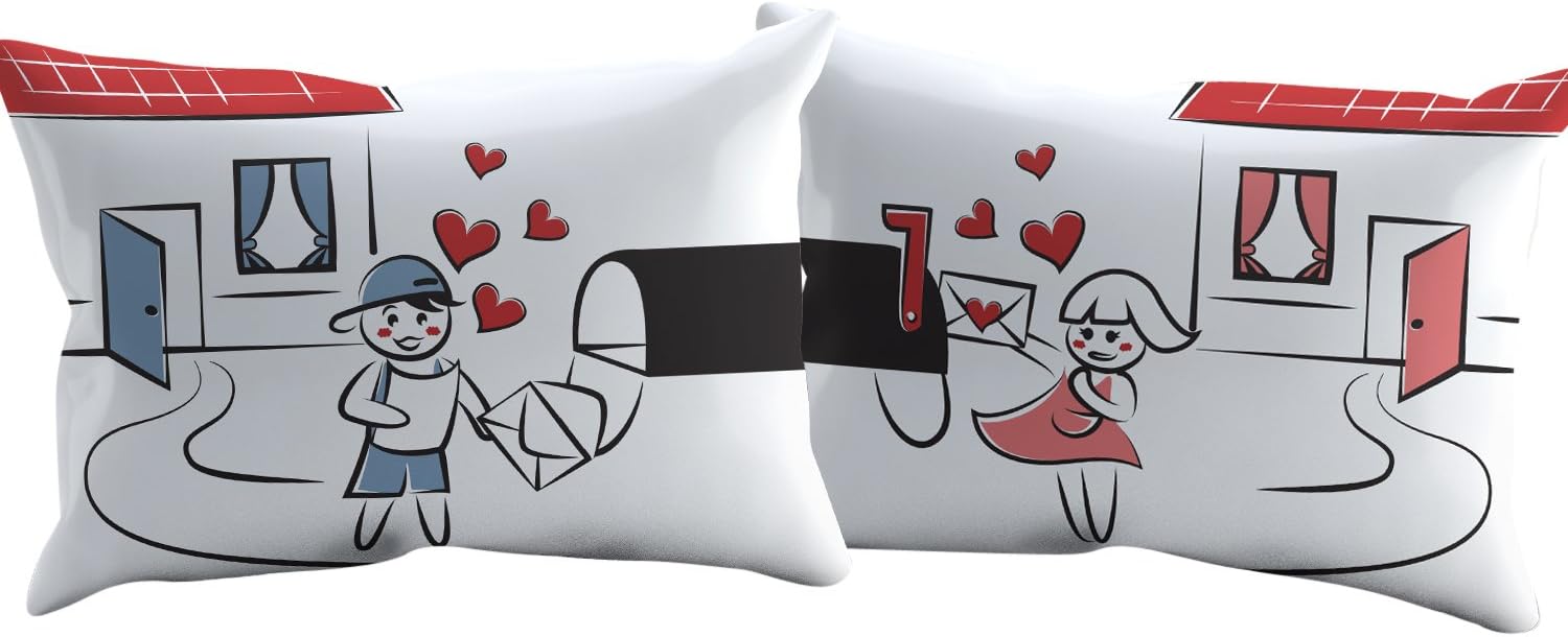 StellaMia Couples Pillowcase Sets - Valentines Day Romantic Gift Idea - Closeout Pricing (Mailbox)
