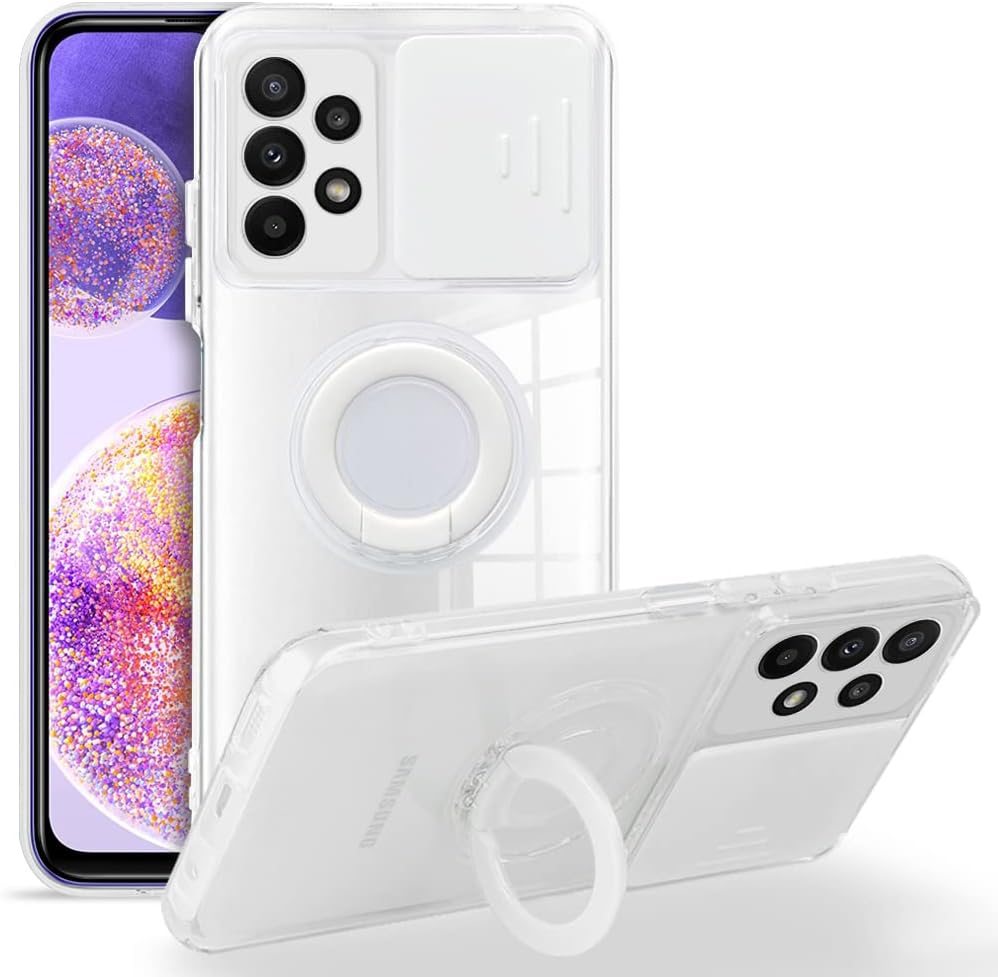 HAOYE Funda para Xiaomi Redmi Note 10 5G | Poco M3 Pro 5G, Shockproof Transparente Silicona TPU Carcasa Case con Anillo Kickstand y Protección de Cámara Deslizante. Blanco