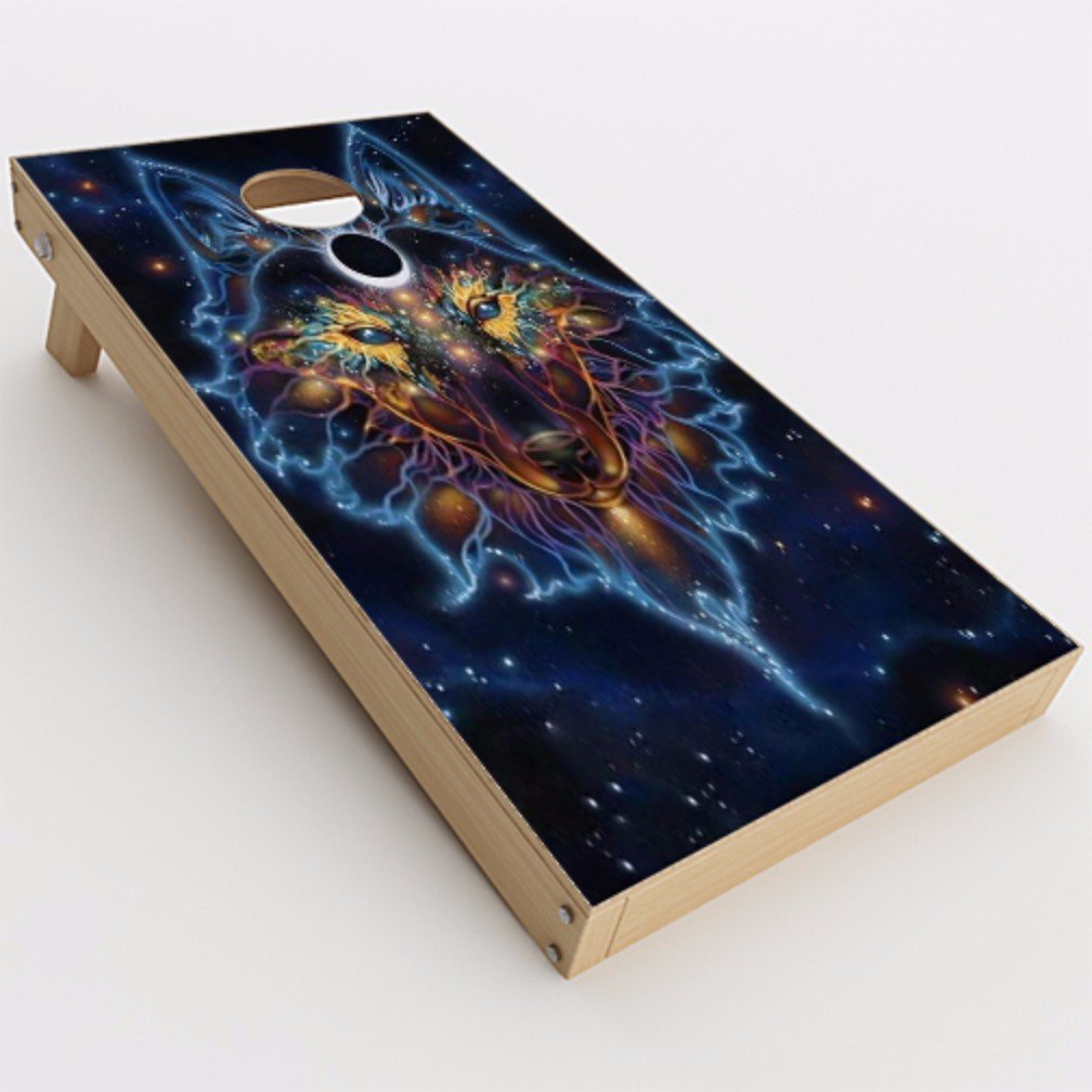 Skin Decal Vinyl Wrap for Cornhole Game Board Bag Toss (2xpcs.) / Wolf Dreamcatcher Color