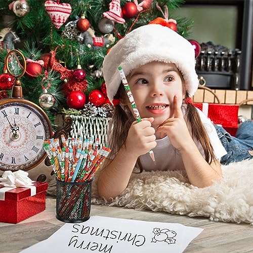 VEYLIN Christmas Pencils, 48 Pack of Xmas Pencils with Erasers Kids Children Holiday Gifts Christmas Classroom Prizes