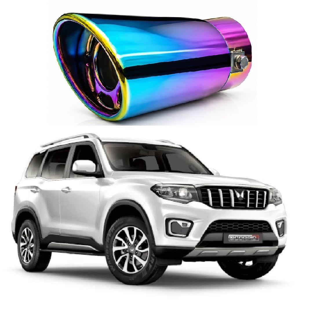 Car Rainbow Iridescent Car Exhaust Tip Show pipe Muffler End Pipe Compatible with Mahindra Scorpio-N-image-30