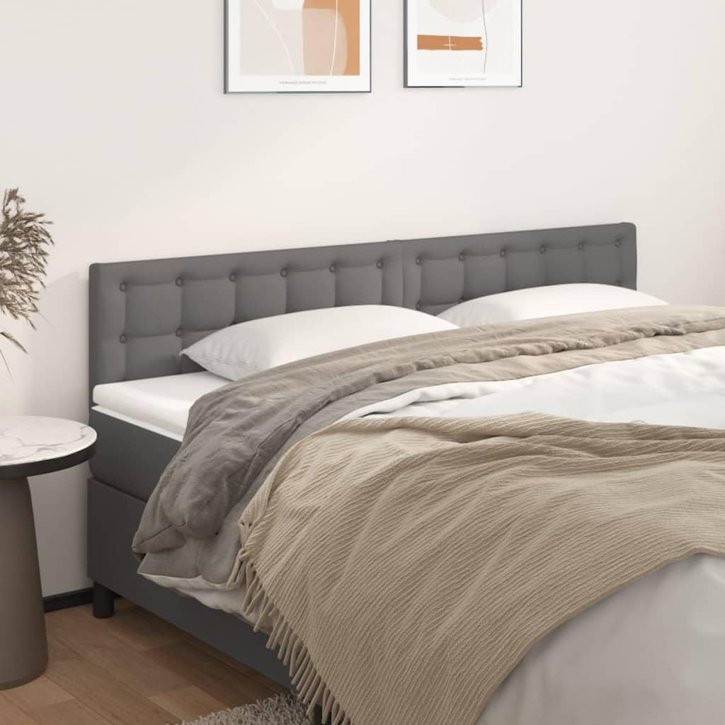 vidaXL Têtes de Lit Meubles de Chambre à Coucher Accessoires de Lit Simple Têtes de Cadre de Lit Intérieur Gris 200x5x78/88 cm Similicuir