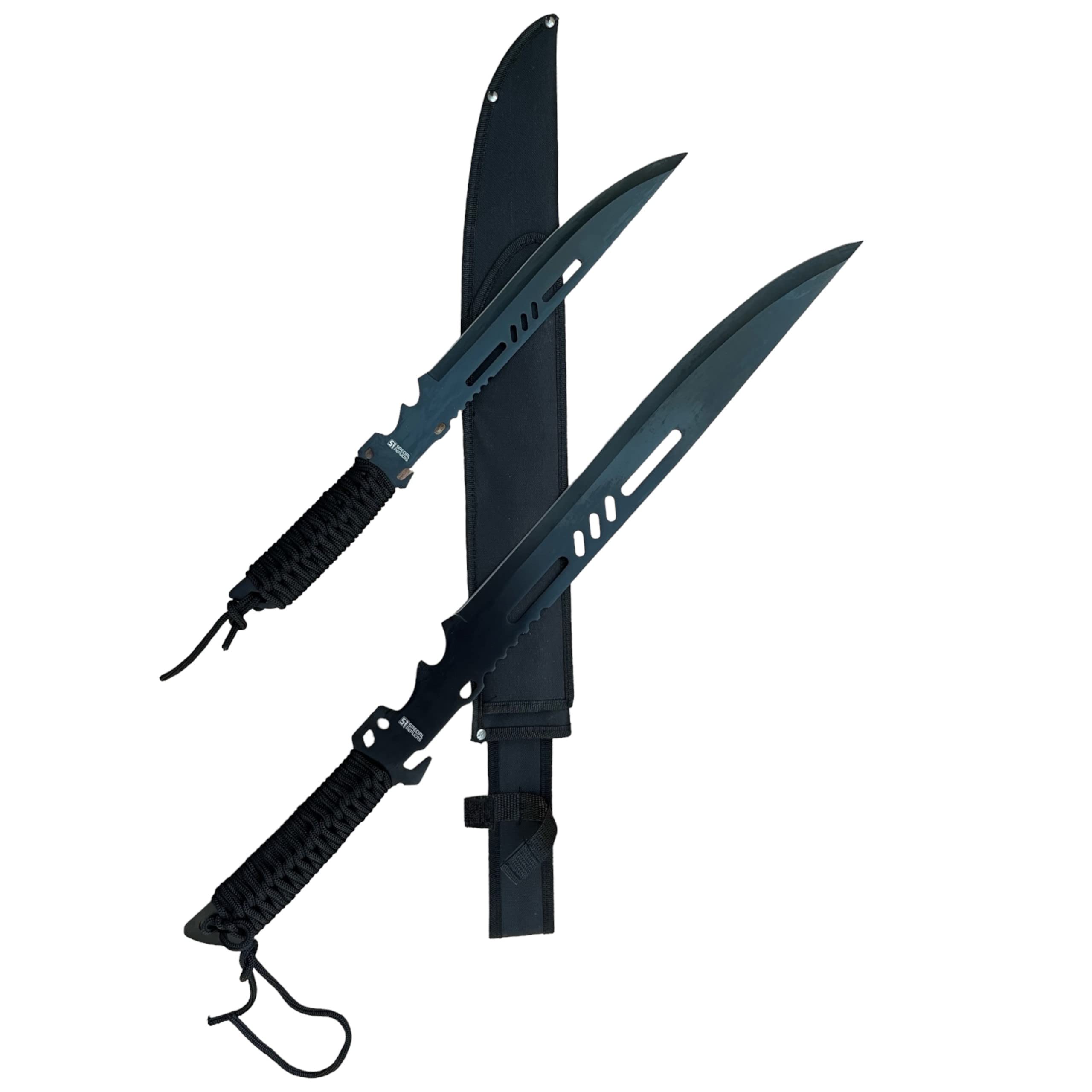EIN Satz 2 Machete Katana Ninja Schwert scharf echt zum Training Metall Stahl 2 Schwerter in einem Samurai Nur für Erwachsene 68 cm und 45 cm - 18 Jahre erforderlich 104