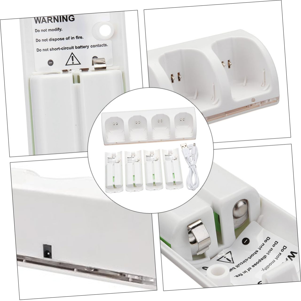 Caricatore Batterie Ricaricabili a 4 Slot, Set 1, Bianco | Adattatore per Pile Ricaricabili, Plastico, Consente la Carica Simultanea di Batterie
