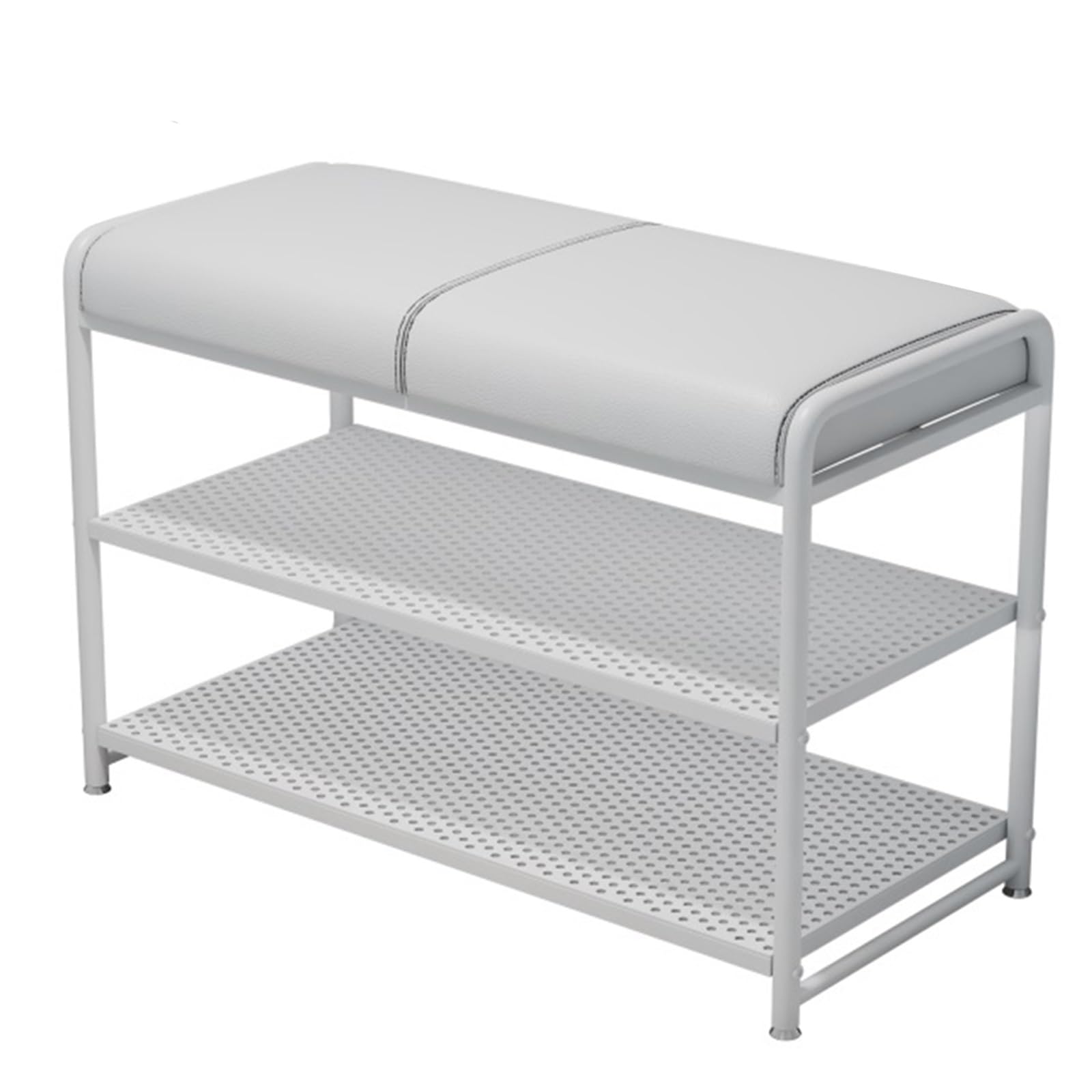 KLGFBDC Entryway Bench with Shoe Storage - Cushioned Seat and 3-Tier Shoe Rack Organizer for Hallway or Living Room