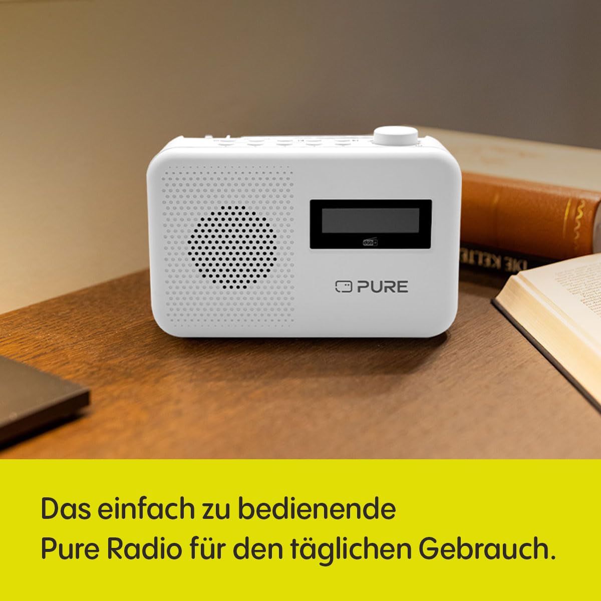 Pure Elan One2 tragbares DAB+/FM Radio mit Bluetooth 5.1 (LCD-Display, 10 Speichertasten, Batteriebetrieb mit 4xAA möglich) Cotton Weiß