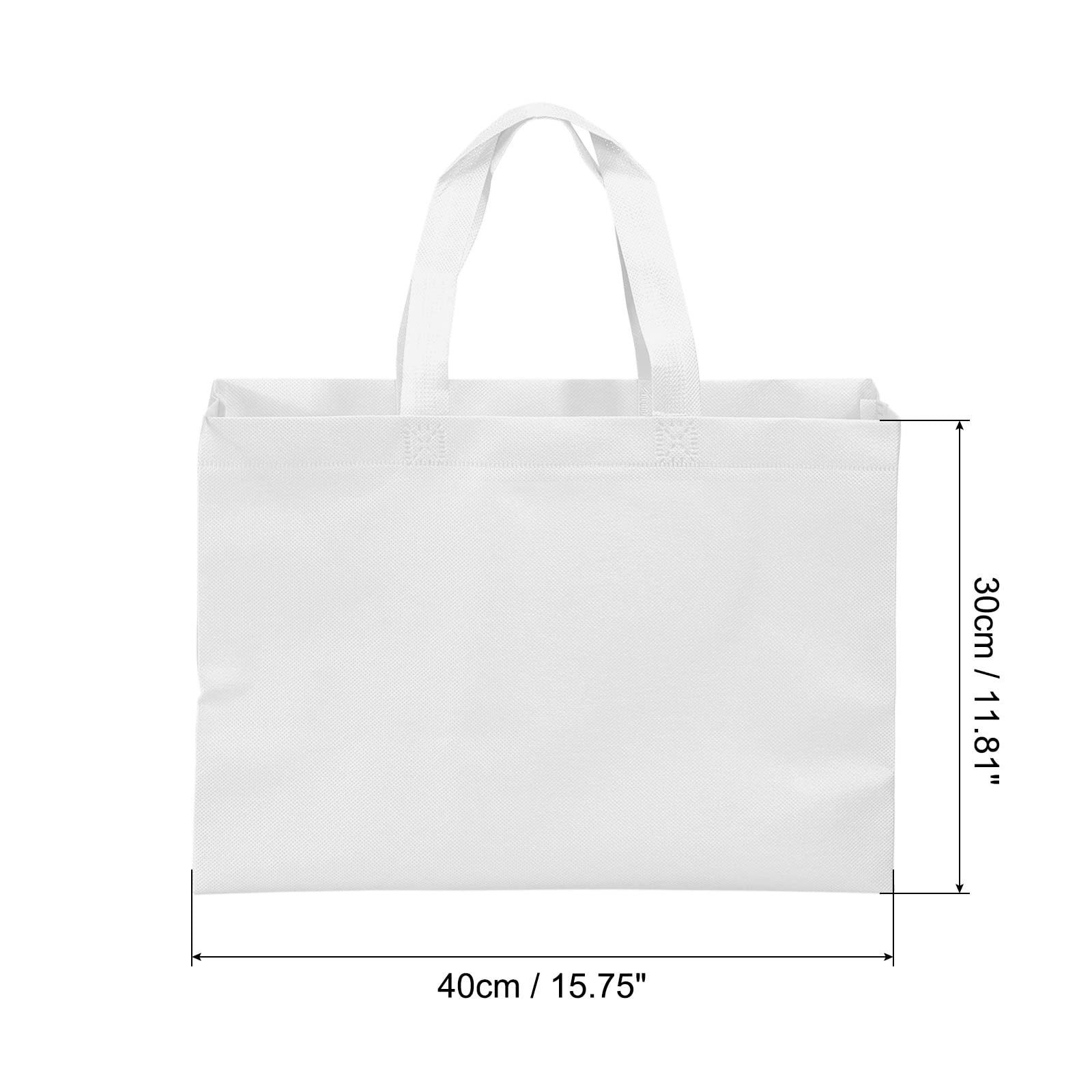 PATIKIL 30x40cm Reusable Gift Bags, 10 Pack Horizontal Style Non-Woven Grocery Tote Bag for Travel Storage White - Image 2