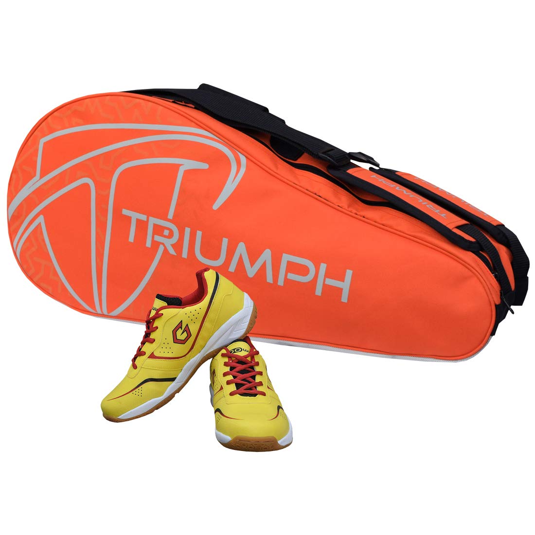 Gowin Badminton Shoe Smash Yellow Size-7 with Triumph Badminton Bag 303 Orange/Grey-image-15