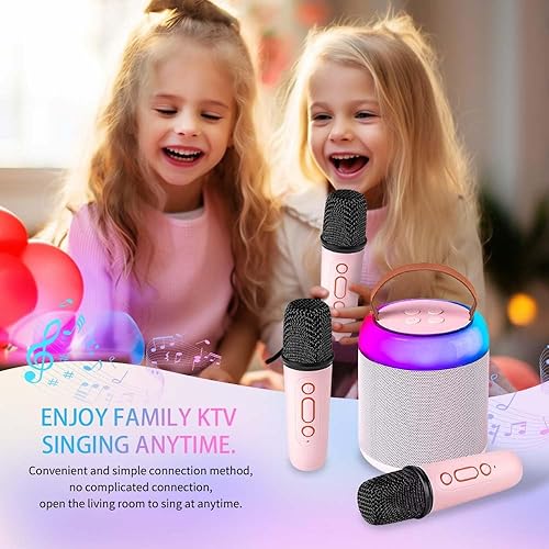 Miniatura 6 de Mini Karaoke Machine with 2 Wireless Microphones and LED Lights, Portable Bluetooth Speaker, Christmas Birthday Gifts for GirlsBoys Ages 4, 5, 6, 7,