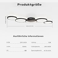 BAYHT Fekete Kerek LED Mennyezeti Lámpa 50W 6000LM - Távirányítós Fényerőszabályzós Világítás 3000K-6500K - Nappali, Hálószoba, Étkező 2