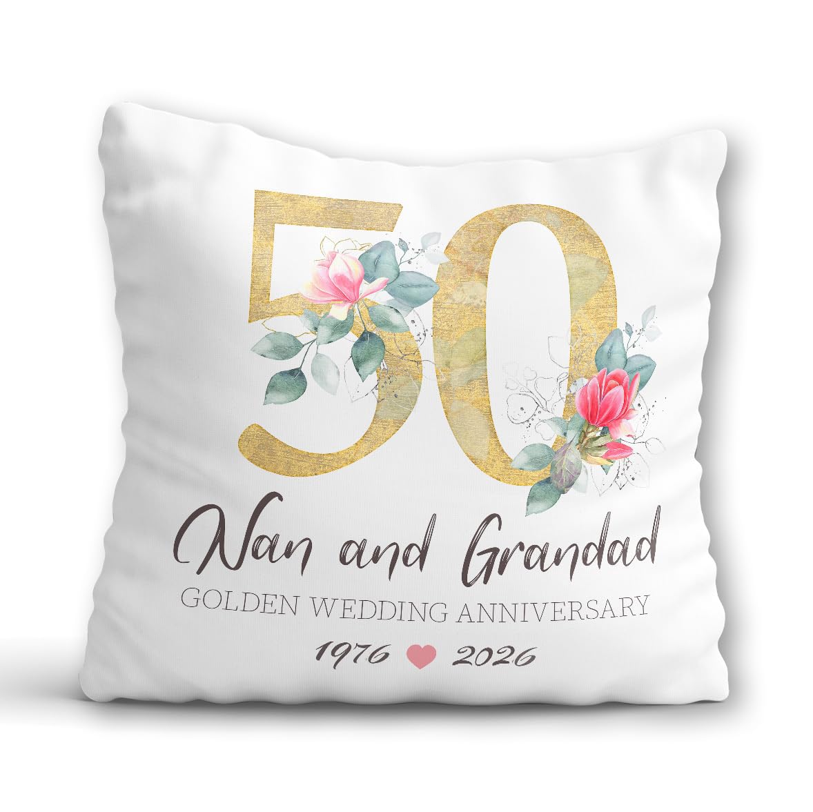 Personalised 50th Golden Wedding Anniversary Cushion Gift for Grandparents