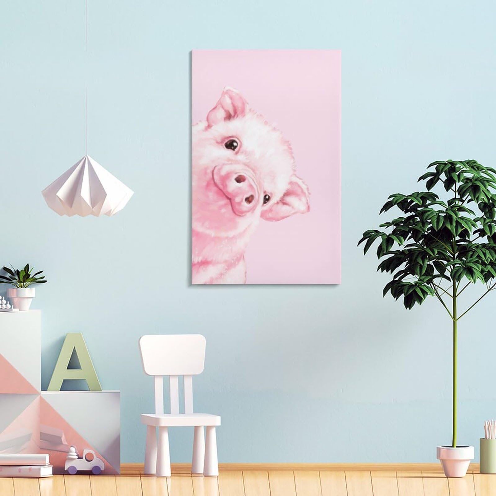 Amazon.co.jp: 絵画 かわいいピンクの豚インテリア 絵画 かわいい