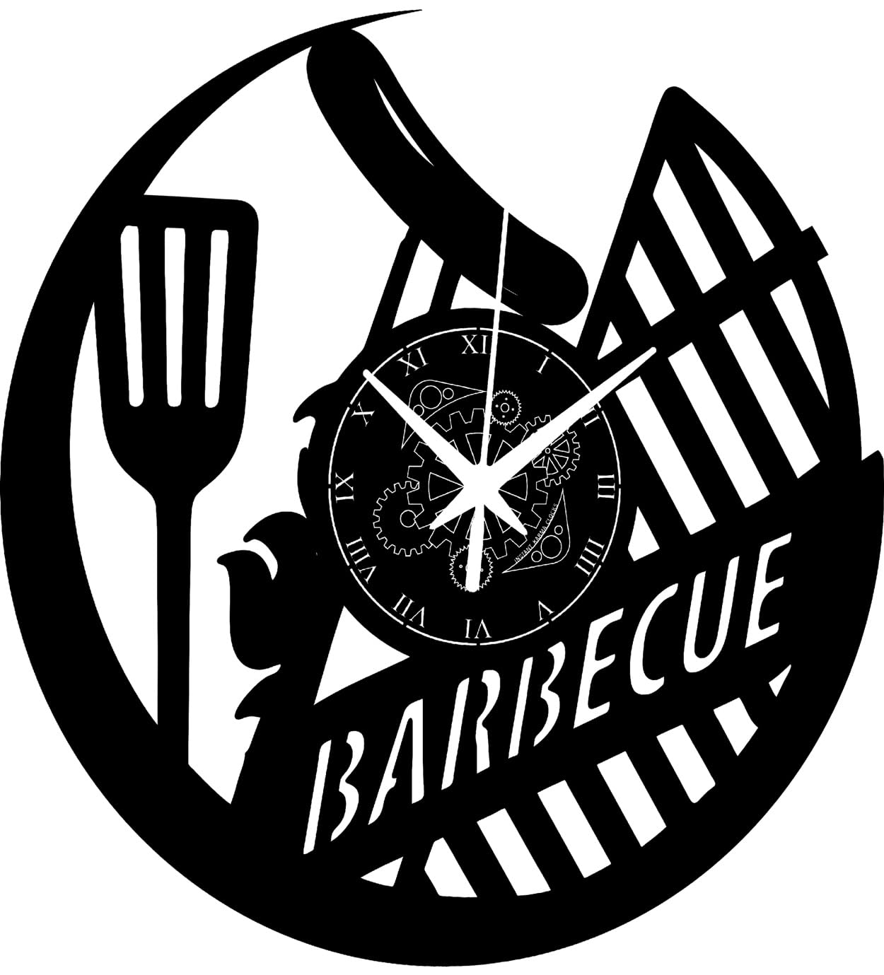 Instant Karma Clocks | Wall Clock | Barbecue | Grill | Kitchen | No Ticking Home Decoration, Vinyl, Black, ⌀12inch