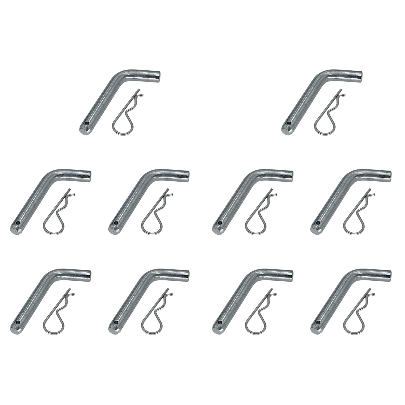 Anhänger Kupplung Stift 5/8 Clip - Kompatibel mit 2 | Starker 5/8-Zoll Stift aus Stahl mit Clip passt für 2-Zoll Empfänger, verzinkt gegen Rost. Praktisches 10er Set mit Clips.