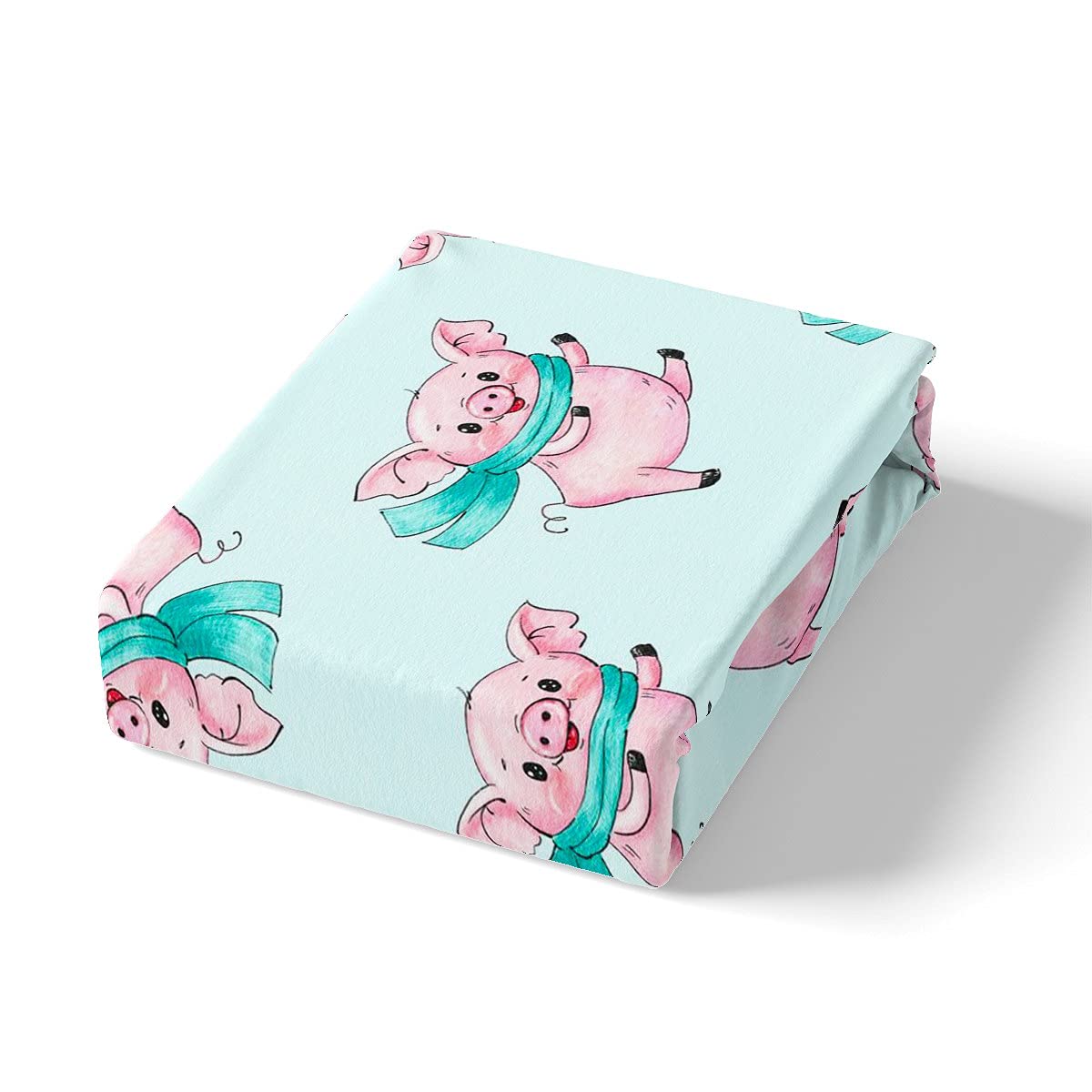 Loussiesd Juego de ropa de cama con diseño de cerdito de cerdo, para niños y niñas, ligera, de caricaturas, cerdo rosa, tamaño individual