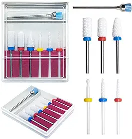 Kit 6 Brocas de Cerâmica 1 Para Lixadeira de Unhas Gel Limpeza Manicure Profissional