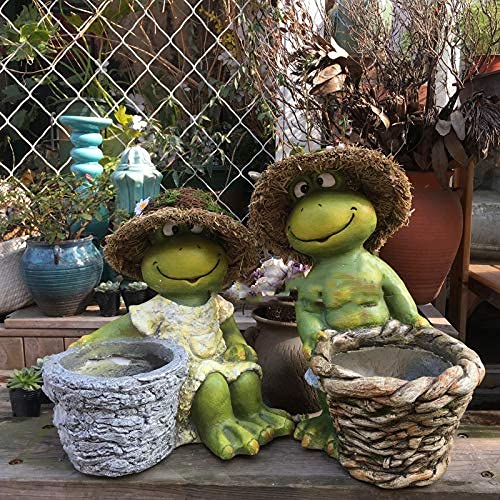 Adornos de jardín al Aire Libre Figuritas Manualidades Decoración Jardín al Aire Libre Resina Rana Maceta Adornos Cuencas Balcón Jardín Patio Villa Accesorios Arte Adornos de jardín de Hadas (Style2)