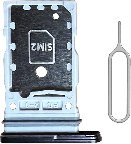 Perzework Reemplazo de ranura para tarjeta SIM dual para Samsung Galaxy S22 Ultra (negro fantasma) anillo de goma impermeable y pin para tarjeta