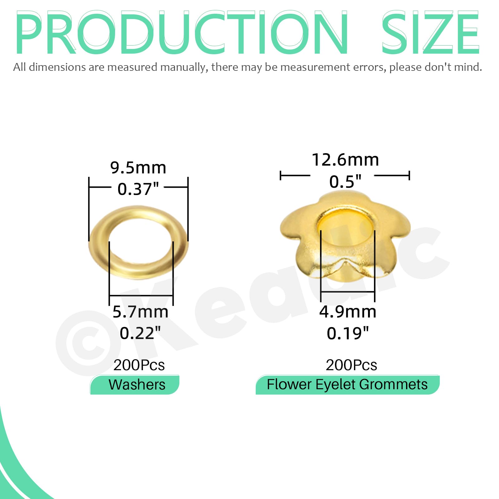 Keadic 200 Sets 3/16 Inch (5mm) Metal Grommet kit - Image 2