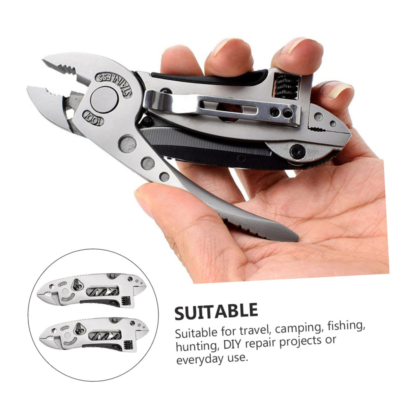 SHINEOFI Pinces Multifonctions Portables Outil Multi-usage Compact en Acier Inoxydable 2 Pièces pour Camping et Activités de Plein Air