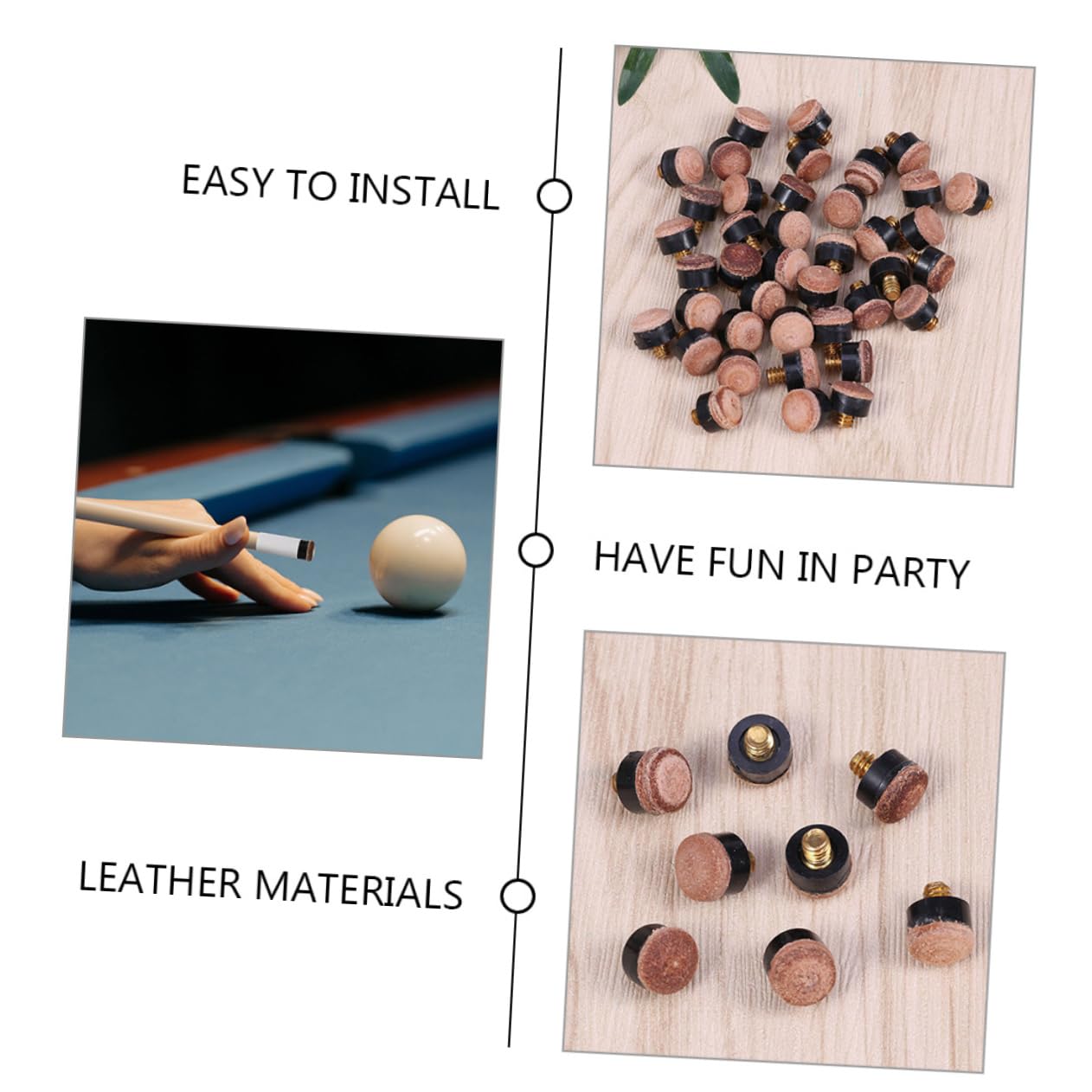 VICASKY 25Pcs Leather Pool Tips Replacement Screw Billiard Tips for Easy Installation Durable and Lightweight for Snooker and Pool Games Enhance Your Game Experience