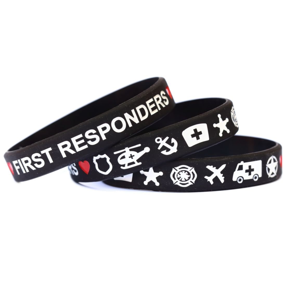 SayitBands Three (3) First Responders Wristband Bracelets
