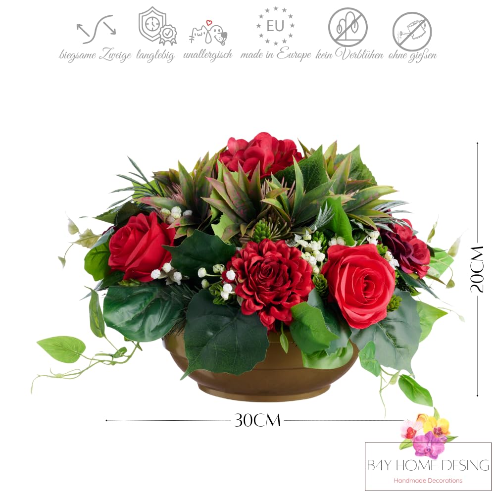 Grableger Mit Kunstblumen - Rosen & Lilien Für Grabdekoration