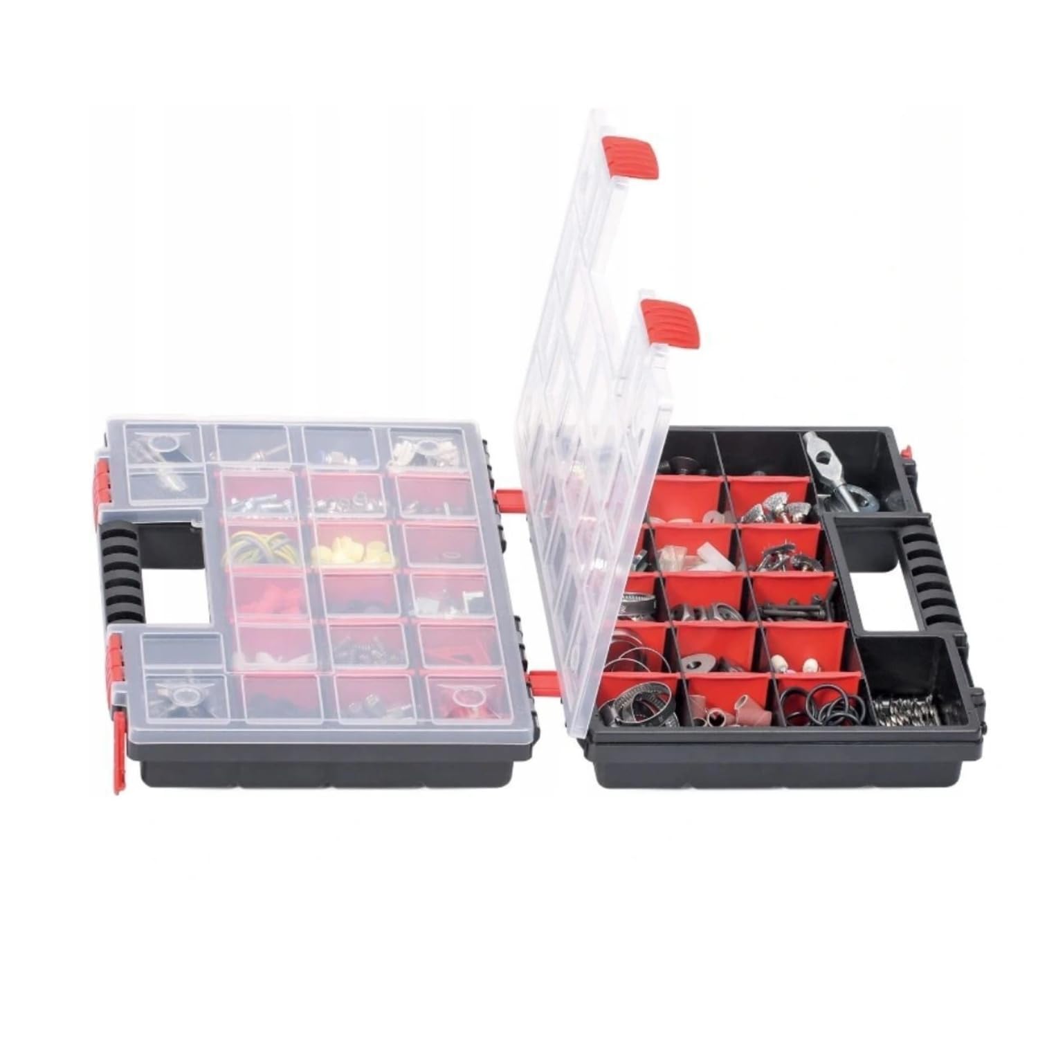 Duo Compartment Storage Tandem Organiser Case Tool Box Adjustable Dividers (Model 2)