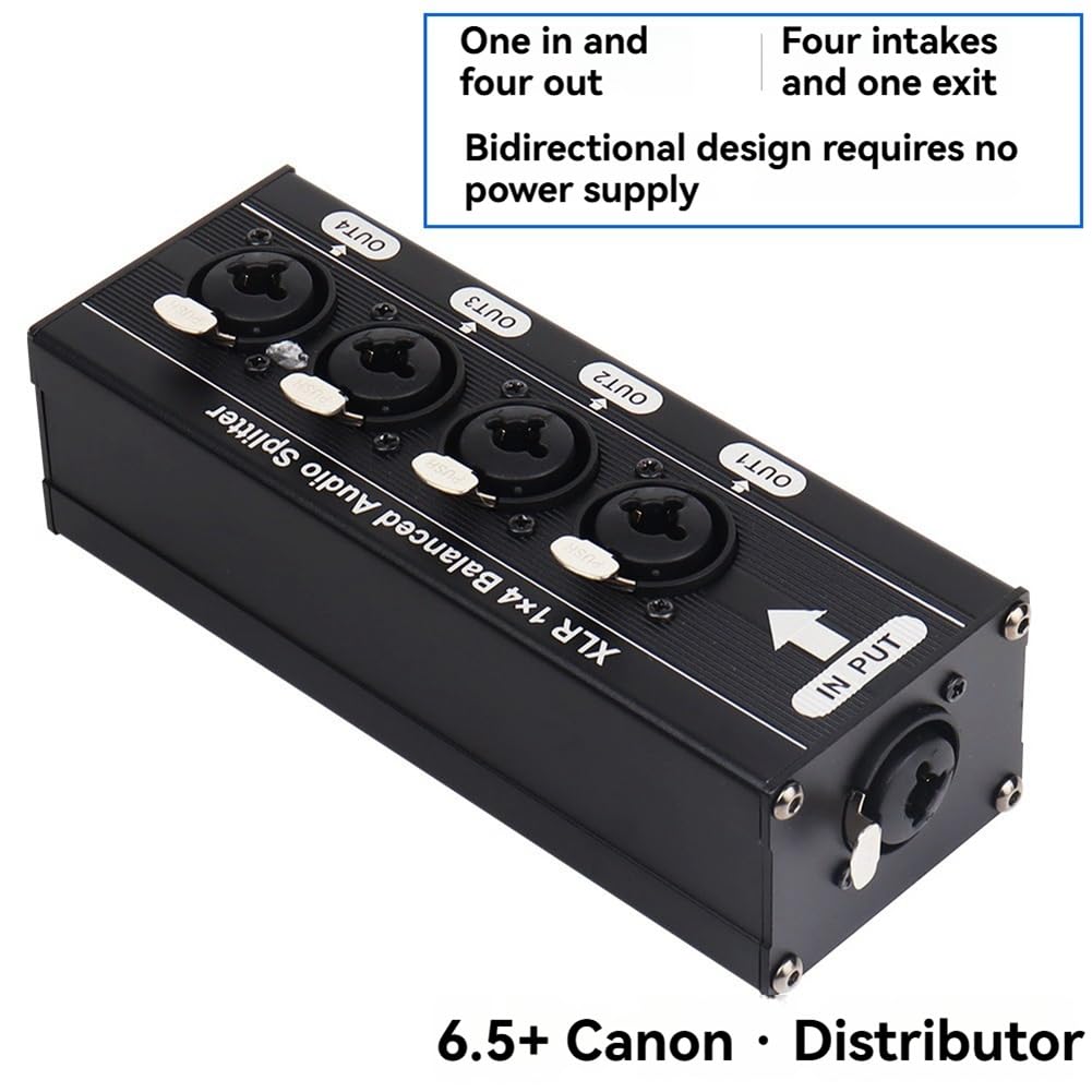Veciado XLR 1x4 Balanced Audio Splitter 6.5 XLR 1 in 4 Out 4 in 1