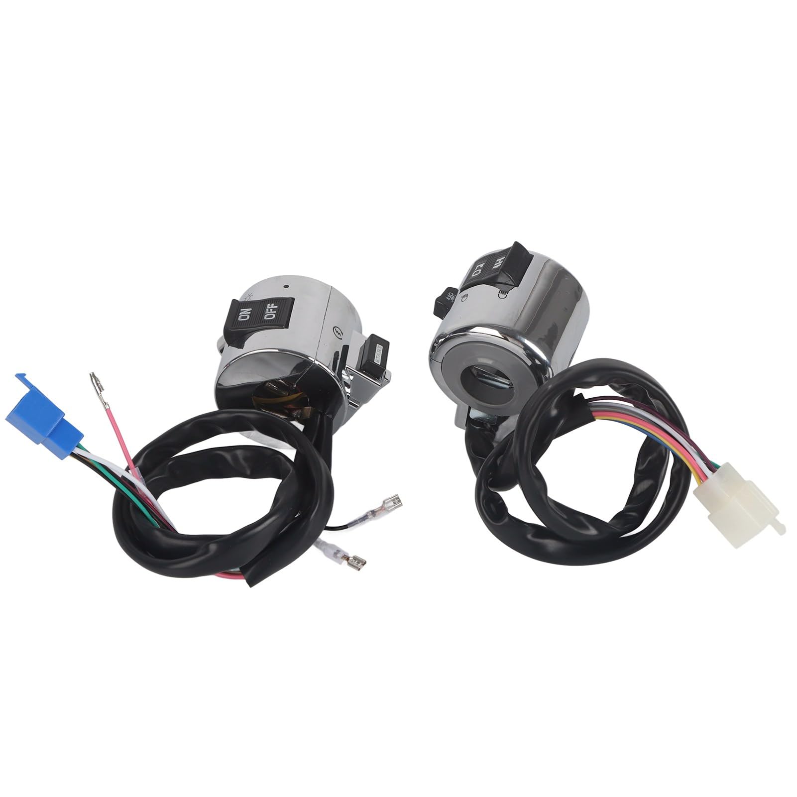 Cryfokt Interruttore Manubrio Moto Cromato Universale Faro Indicatore di Direzione Comando Clacson per Scooter Elettrici, ATV 25 Mm Nero + Argento ABS