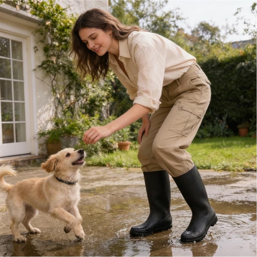 Image of Asgard Women's Tall Rain Boots Waterproof Knee High Rainboots Rubber Garden Boots