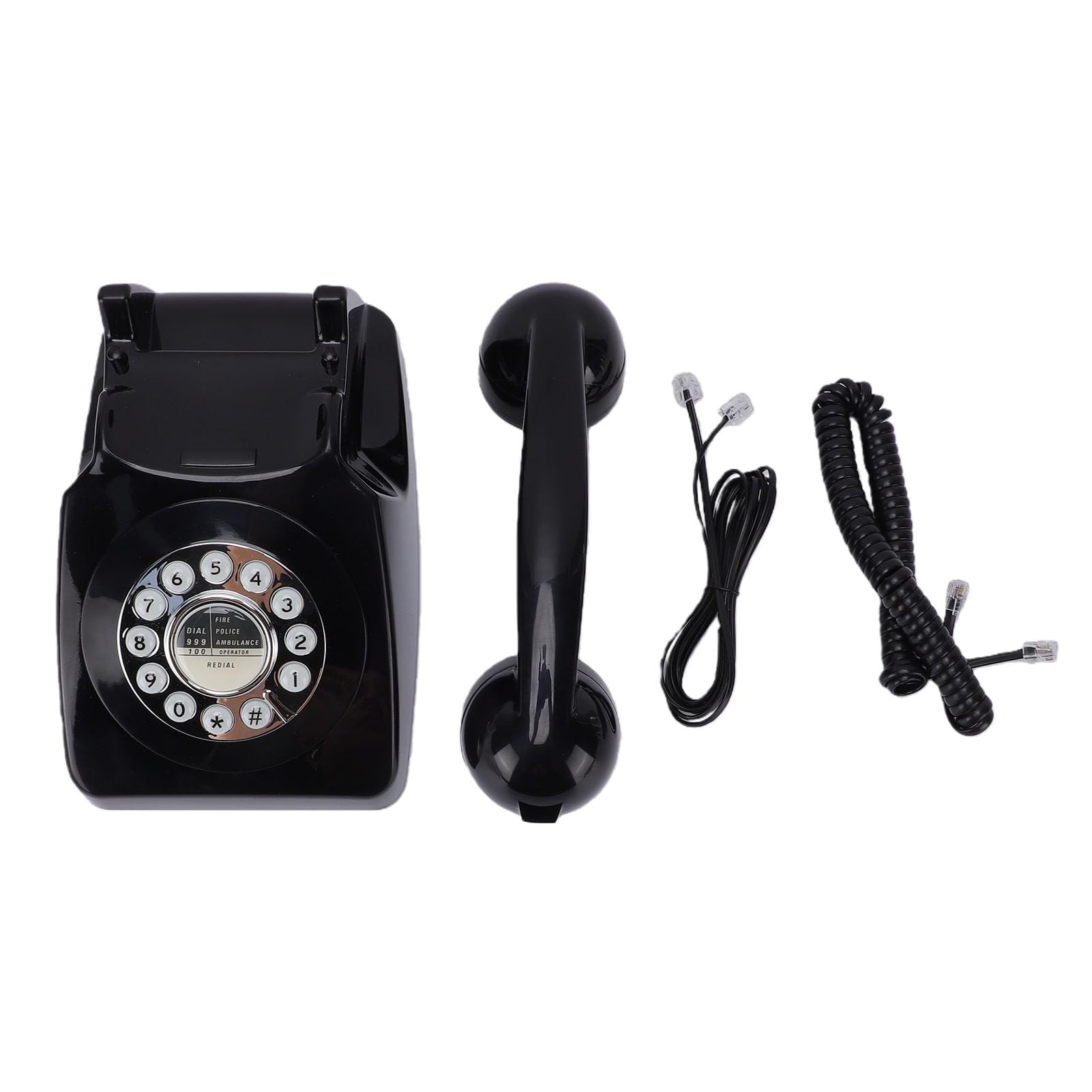 Telefono fisso con cavo, retrò vintage, per la casa, pulsanti di chiamata per sicurezza contro le interruzioni di energia di emergenza, opzione regalo ideale per gli appassionati di retrò (nero