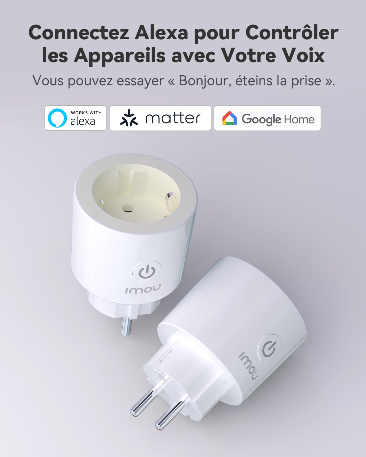 IMOU CE2P Smart Plug, Prise WiFi 16A avec Surveillance d'Énergie, Moniteur de Consommation Électrique, Certifié MATTER, Contrôle à Distance par Application, Compatible avec Alexa & Google(4 Pièces)