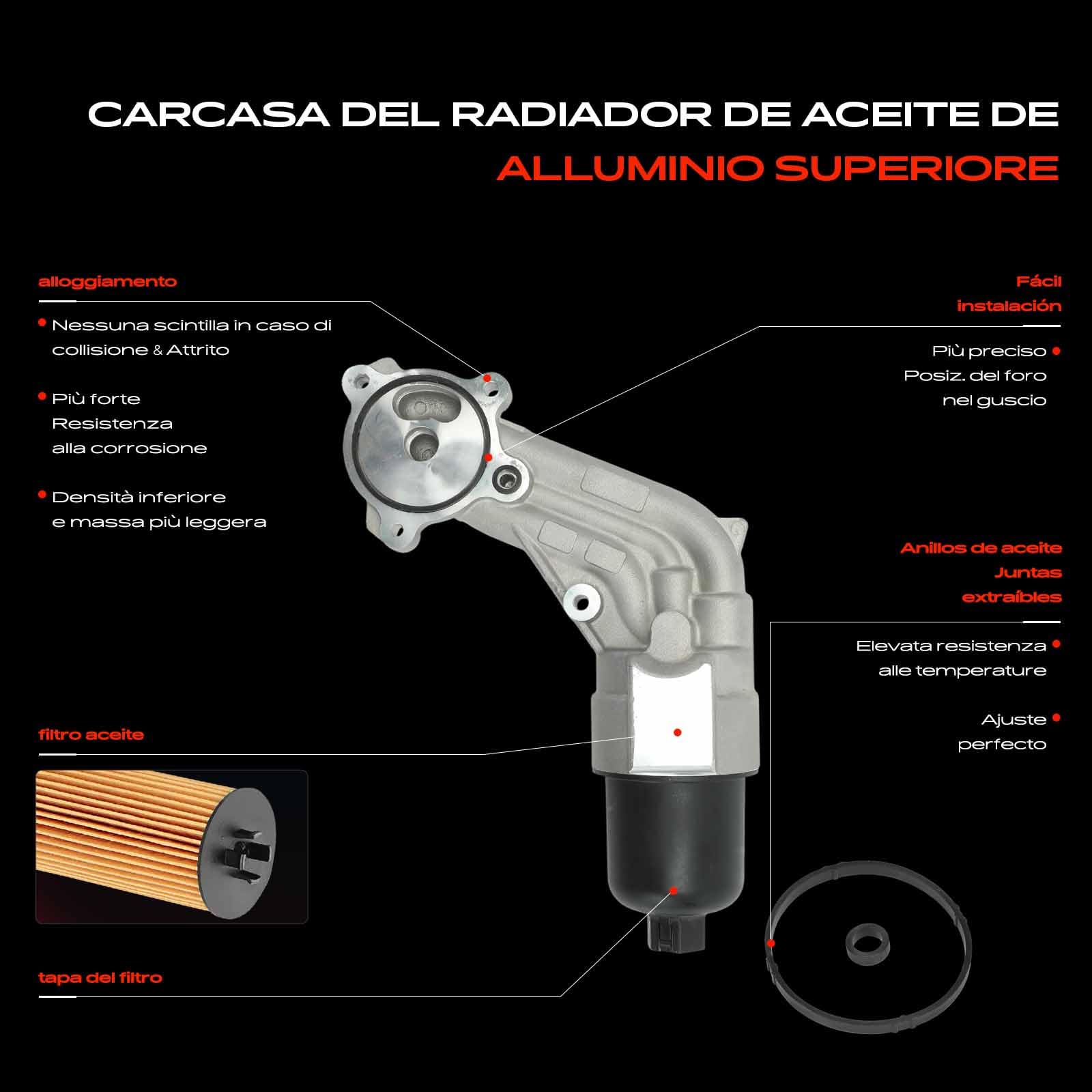 Frankberg Radiatore dell'olio Motore Alloggiamento filtro olio Benzina Compatibile 207 307 C2 C3 C4 Coupé Bipper