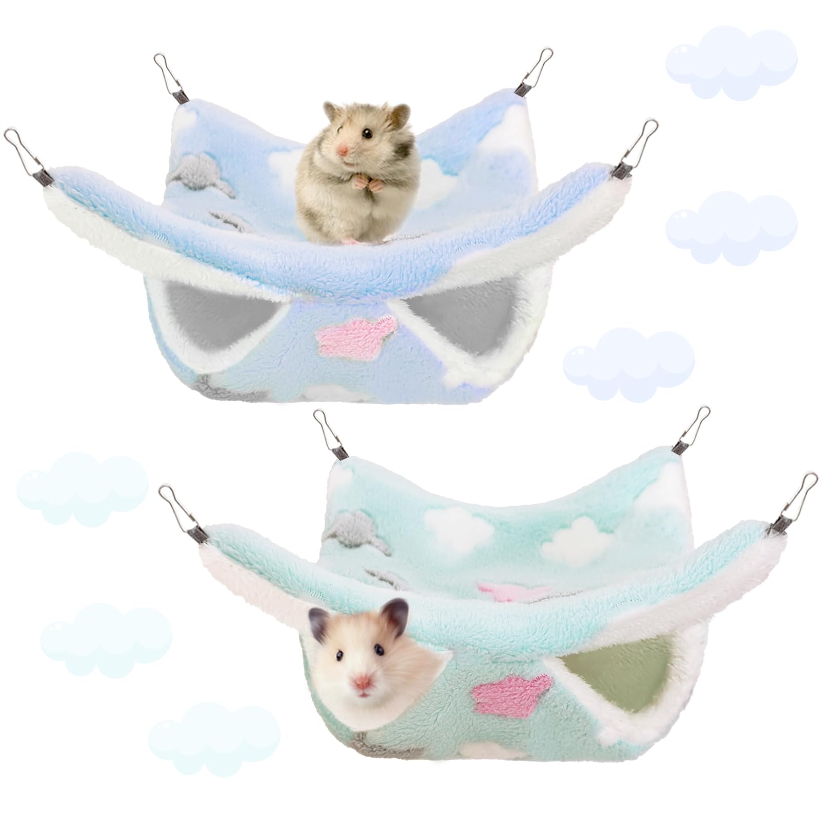 2 Pcs of Rat Hammocks Small Animal Hammock Rat Bed Guinea Pig Hammock Rats Cage Accessories for Small Animals Chinchilla Parrot Sugar Glider Ferret Squirrel