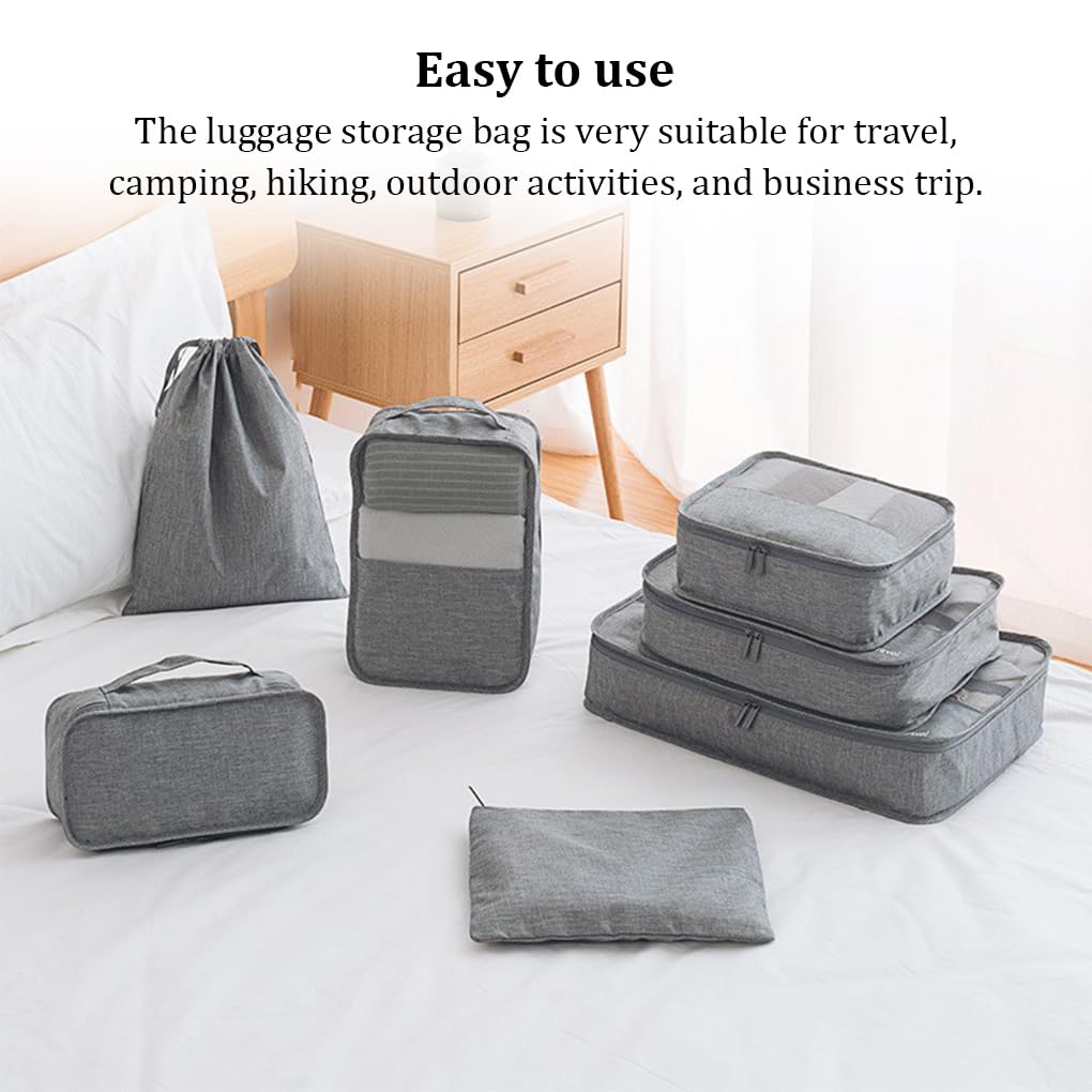 7 Pz/Kit Imballaggio Cubo Borsa Da Viaggio In Tessuto Non Tessuto Bagagli Vestiti Portatile Giacca Valigia Organizzazione Custodia Arancione