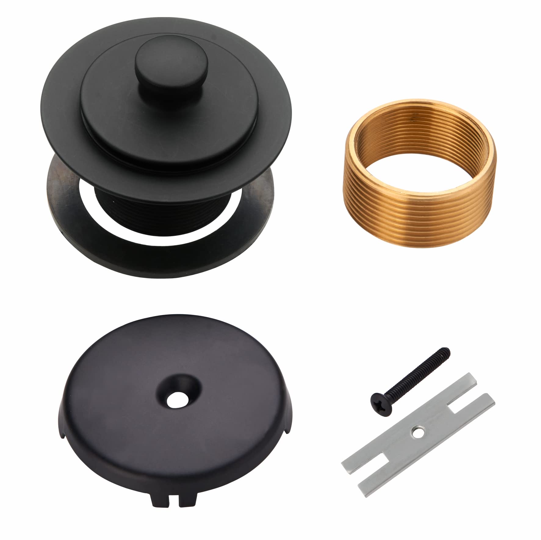 Black Bathtub Drain Conversion Kit Assembly with Single Hole Overflow Faceplate, Wellup All Metal Lift and Turn Tub Drain Twist Trim Kit with Universal Fine/Coarse Thread(Matte Black)