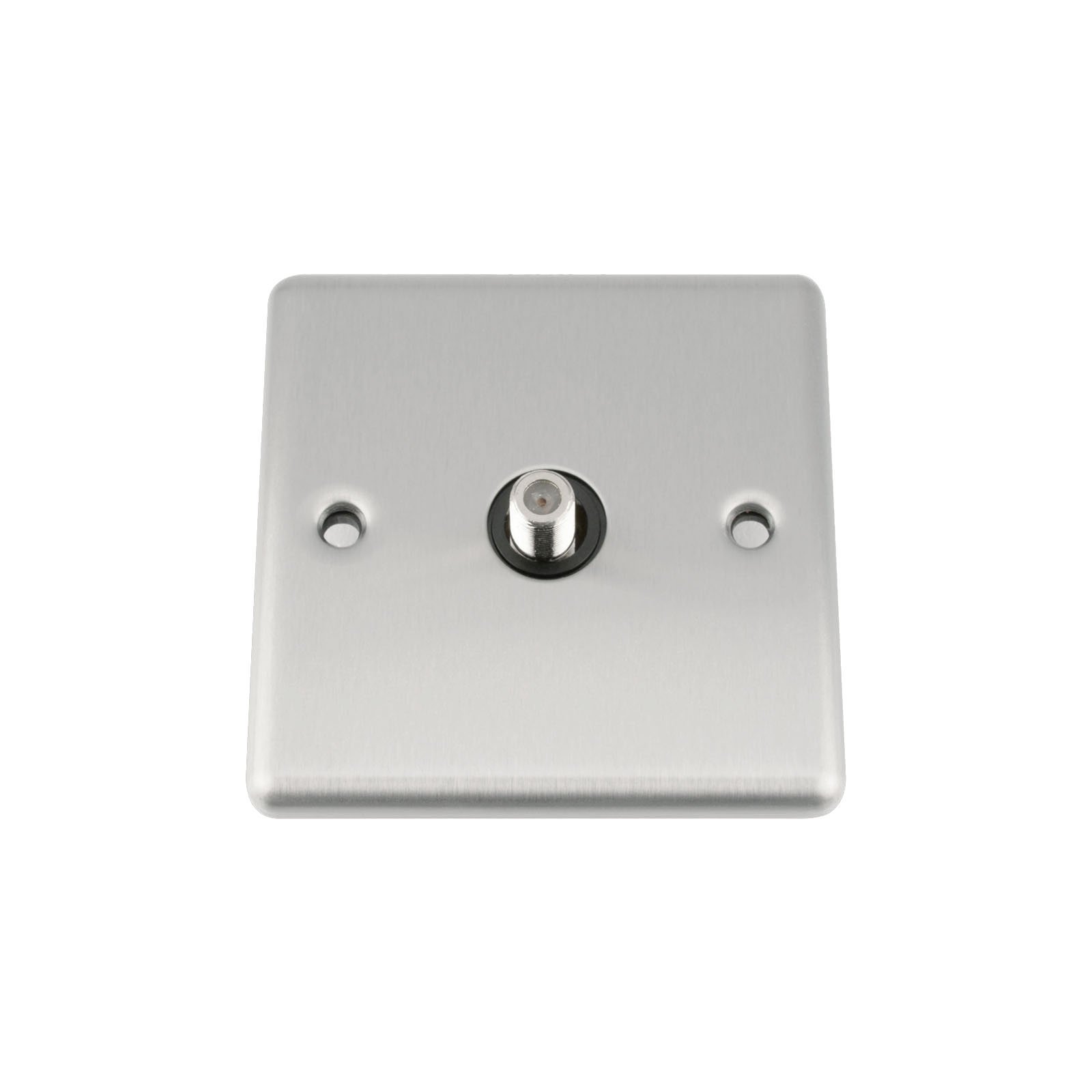 A5 SKY Satellite Socket - 1 Gang - Satin Brushed Chrome Classic Black