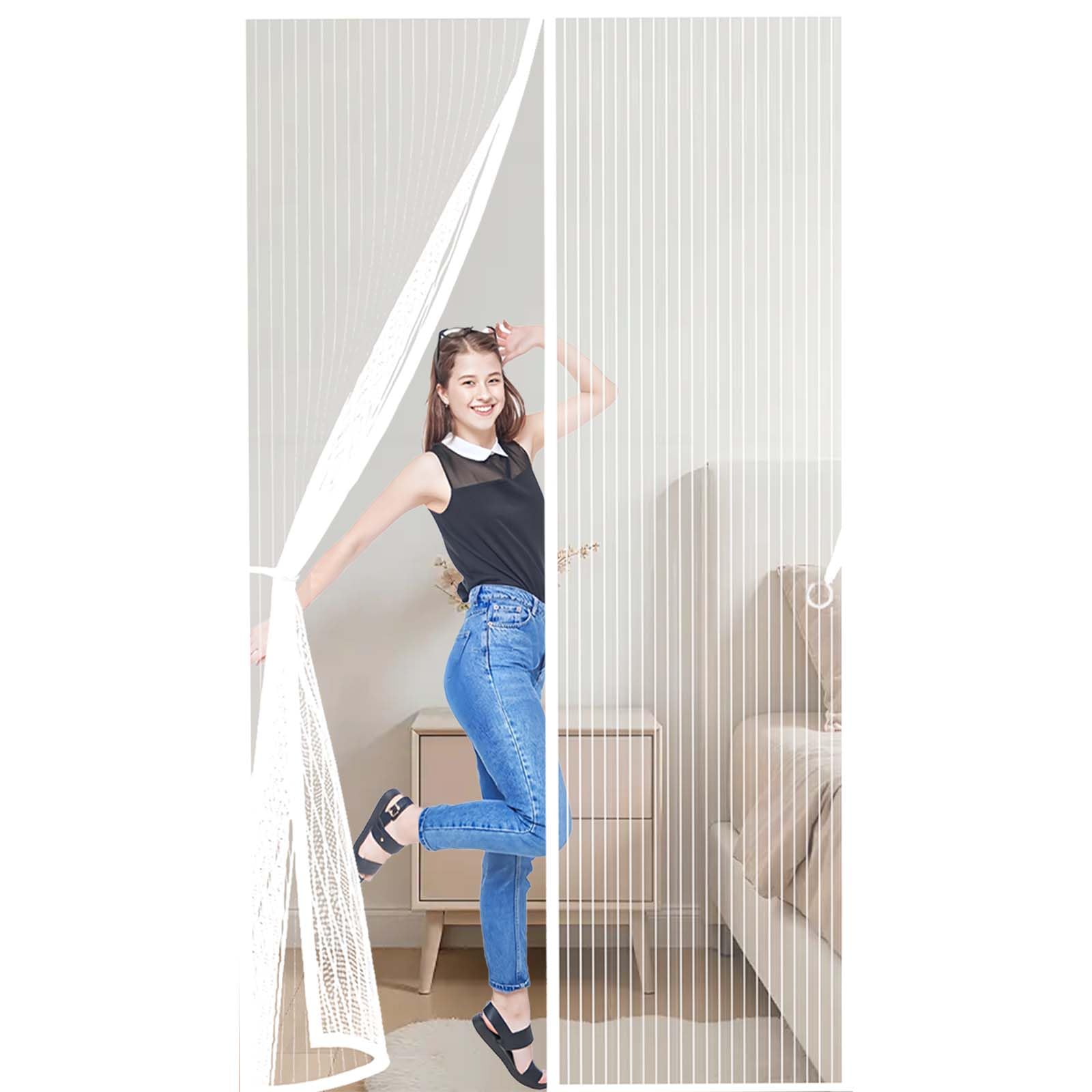 Feijdon White Fly Insect Screen Door 100X210cm(Widthxhigh) Durable, Keeps Bugs Out, Kid And Pet Friendly Mosquito Proof Door Curtains Hundreds Of Sizes, Lets Fresh Air In,