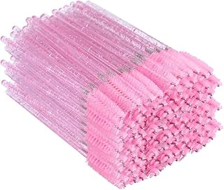 G2PLUS 300 PCS Disposable Eyelash Brushes - Pink Eyelash Spoolies for Extensions - Crystal Mascara Wands -Eyelash Extension Brush Applicator for Eyelash Extensions