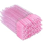 G2PLUS 500PCS Crystal Eyelash Mascara Brushes Wands Applicator Makeup Kits Mascara Wands Lash Spoolies for Eyelash Extensions and Eyebrow Brush (Pink)