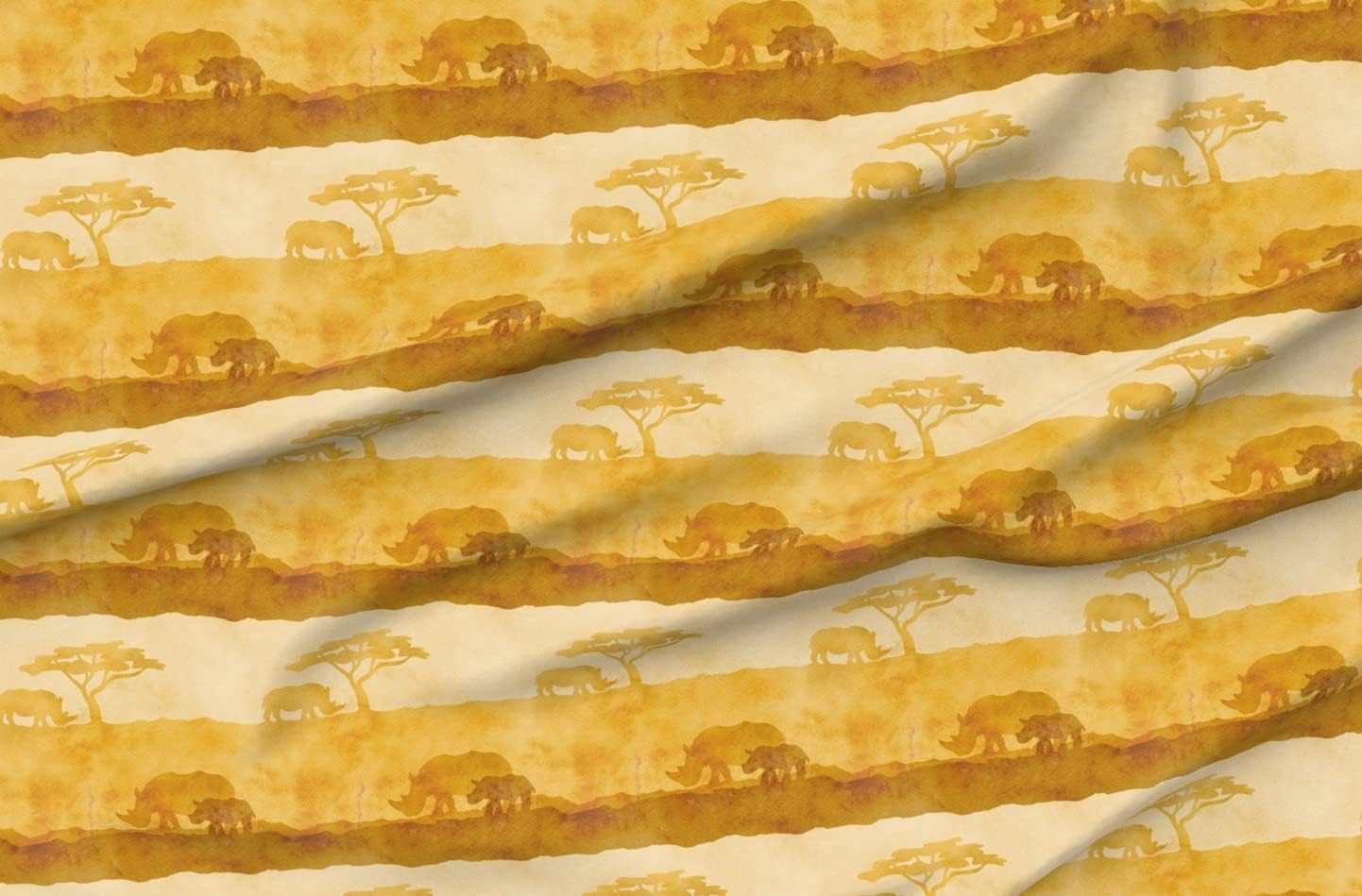 Spoonflower Fabric - Rhino Yellow Gold Animals Sand Warm Africa Printed on Minky Fabric by The Yard - Sewing Baby Blankets Quilt Backing Plush