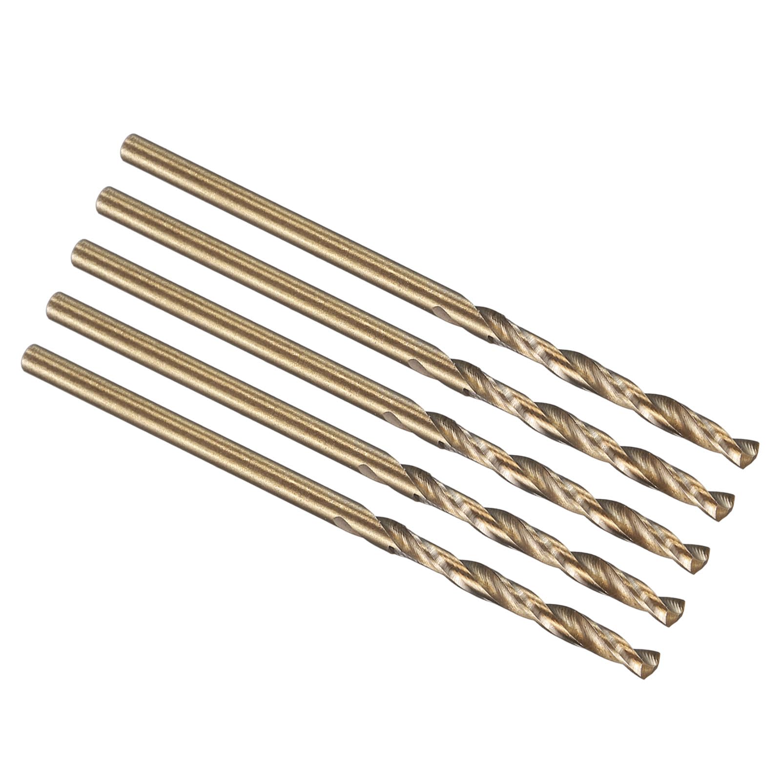 PATIKIL 2mm Drill Bit, M35 Cobalt 5% High-Speed Steel Jobber Straight Shank 135° Gold Finish for Stainless Steel Hard Metal - 5 Pack