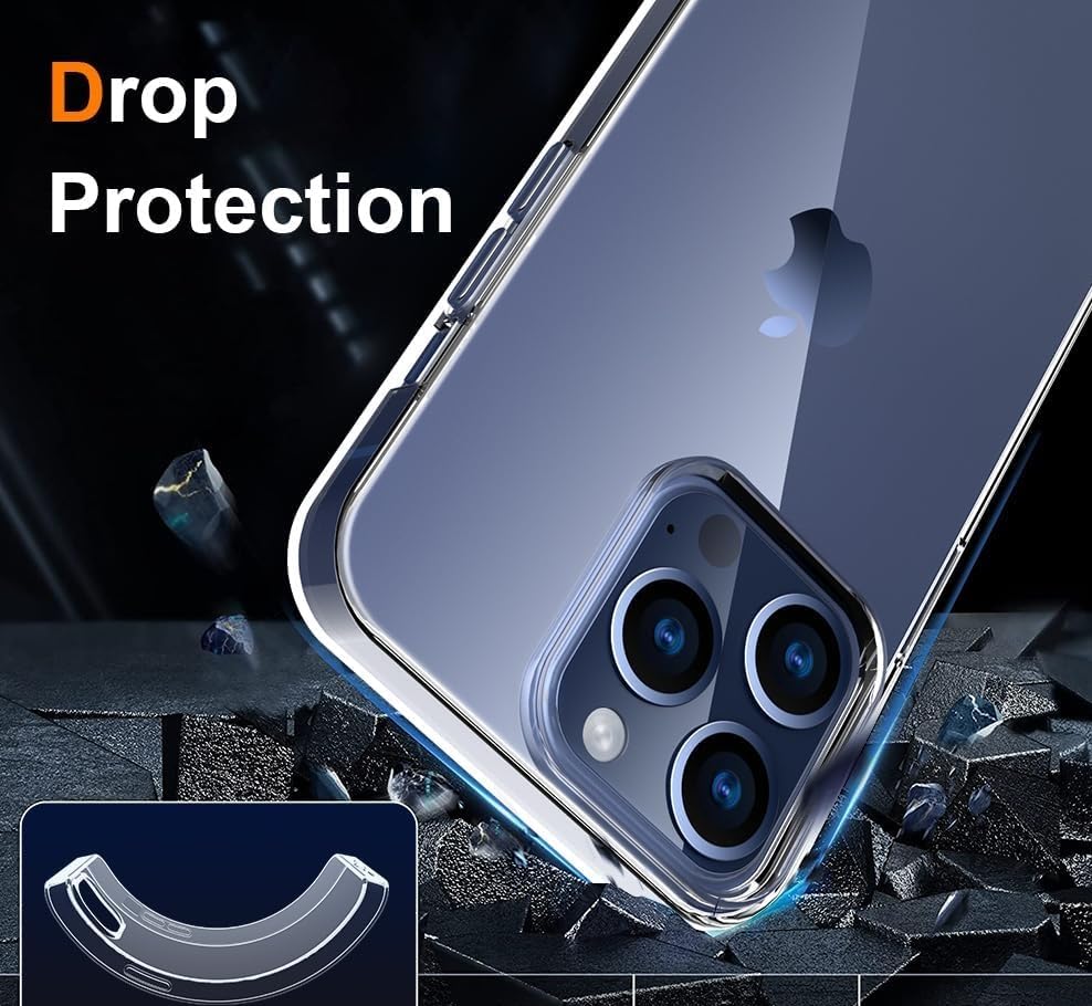Image of NISHTECH for iPhone 15 Pro Max (2023) Premium Transparent Hybrid Soft Slim Dust Proof Back Case Cover Silicone with Camera Protection