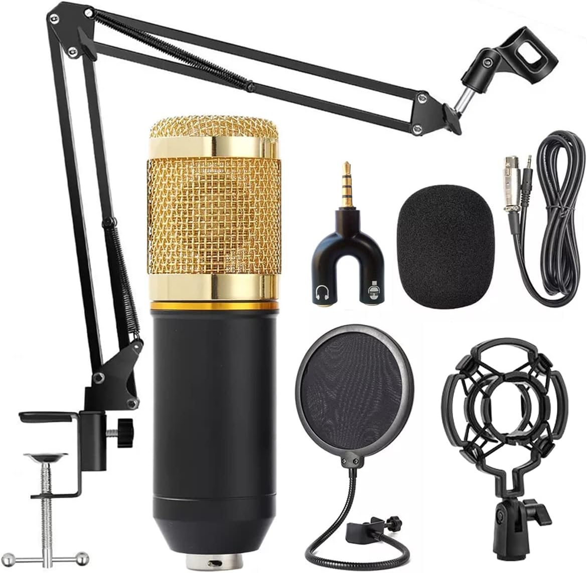 - DEVICE OF URBAN INFOTECH BM800 Condenser Microphone Home Studio Mic Kit with Shock Mount Adjustable Boom Arm Stand Microphone for Singing, Podcasting