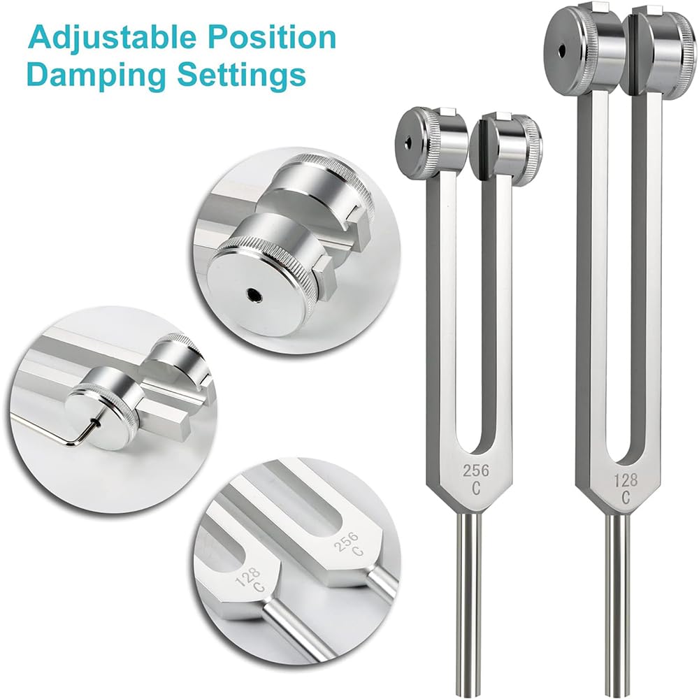 Stimmgabel,Stimmgabel Neurologie,Set von 6 Stimmgabeln (128 Hz, 256 Hz, 512 Hz,1024 Hz,2048 Hz,4096 Hz), Ideale Stimmgabeln für Heilung, Chakrenheilung, Klangheilung, Anti-Kompression.