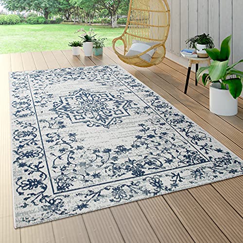 Paco Home Tapis Intérieur & Extérieur Balcon Terrasse Cuisine Jardin Moderne, Dimension:80x150 cm, Couleur:Bleu 11