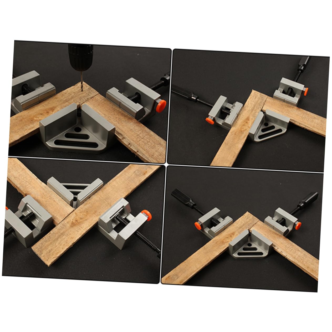 4piezas Conjunto De Abrazaderas De Esquina De Doble Mango Grados Para Carpintería y Soldadura Resistente y Ligera Mango Antideslizante