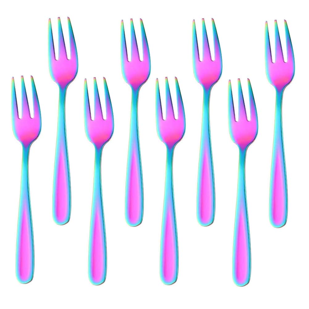 Cocktail Forks, 18/10 Stainless Steel 3-tine Appetizers Desert Mini Salad Fruit Fork Sets of 8, 5.5 Inch — Amazon image 10