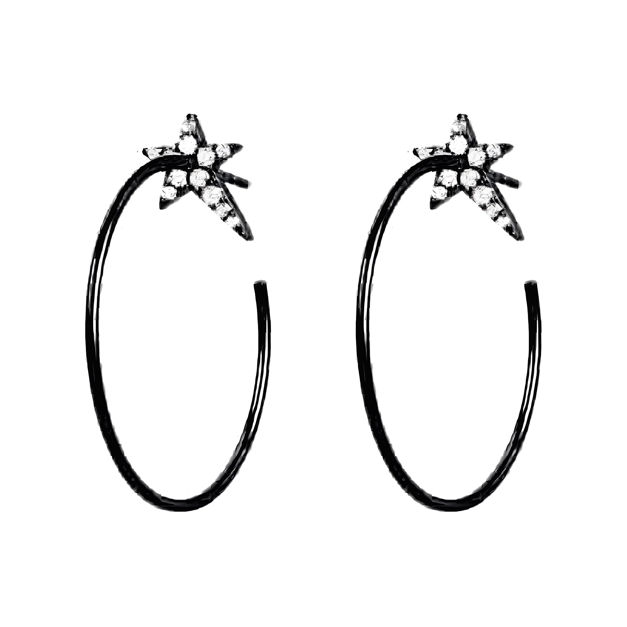 14K Gold Plated Hoop Layering Earrings for Women ，Dainty Trend CZ Big Open Hoops 30 40 50mm 1.6mm Width, Lightweight Gold & Silver & Black Statement